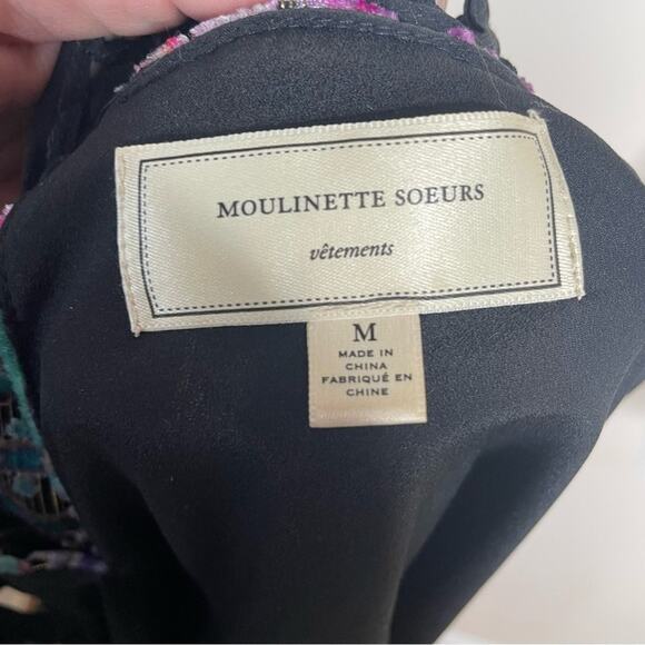 ANTHROPOLOGIE Moulinette Soeurs Linnea Silk Blend Velvet Burnout mini dress M - Picture 7 of 7